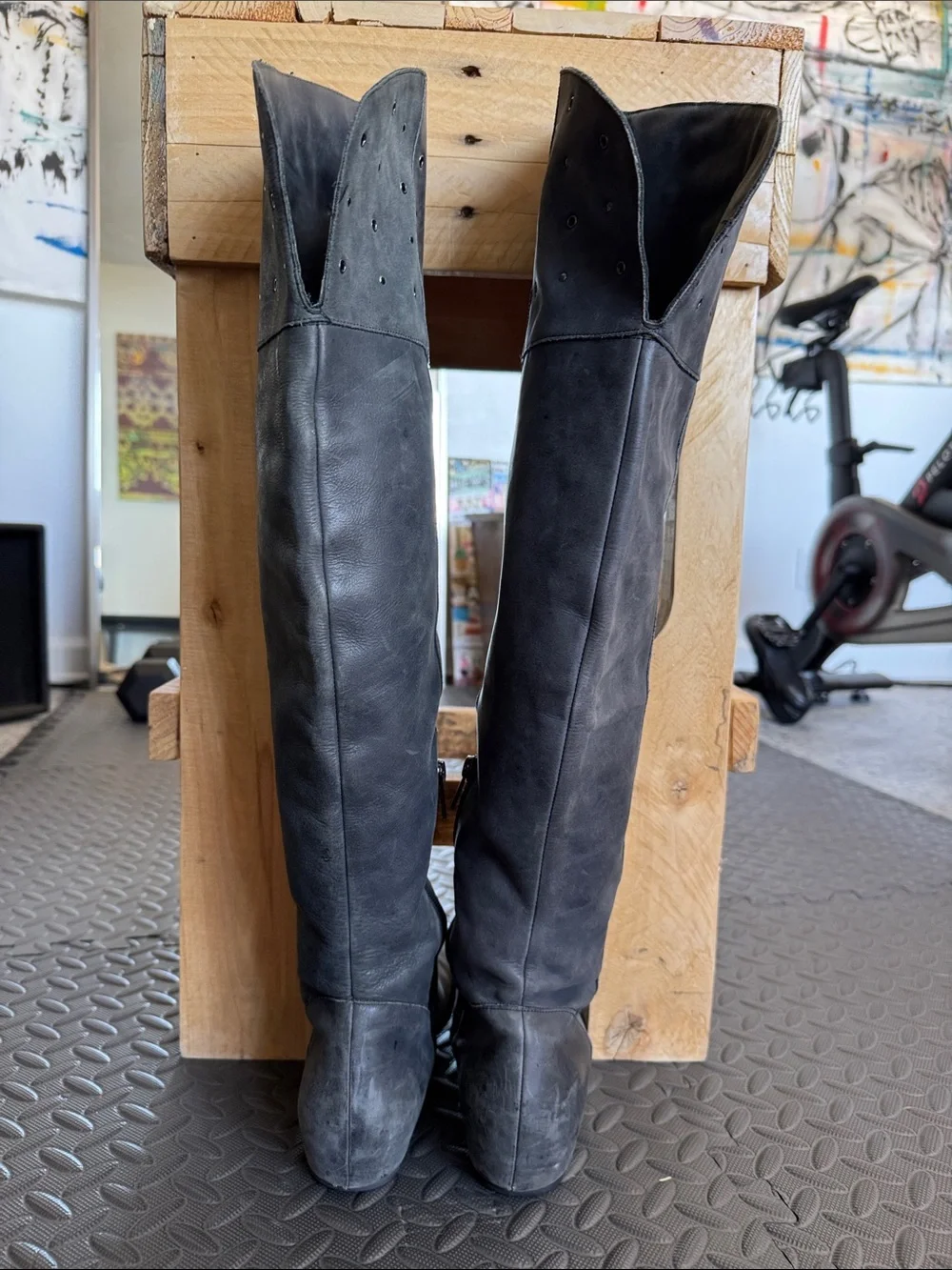 Kenneth Cole Over the Knee Optional Fold Flat Leather Boots